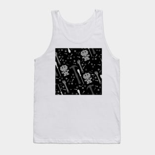 Techie Tools Black White Pattern Tank Top